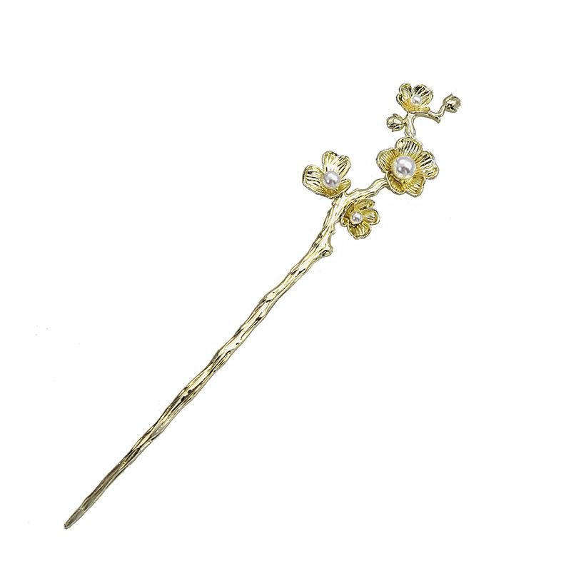 National Tide New Chinese Hairpin Liquid Metal Butterfly Hairpin Crescent Set Diamonds Vintage Bamboo Joints Tassel Hairpin Coiffure Hairpin