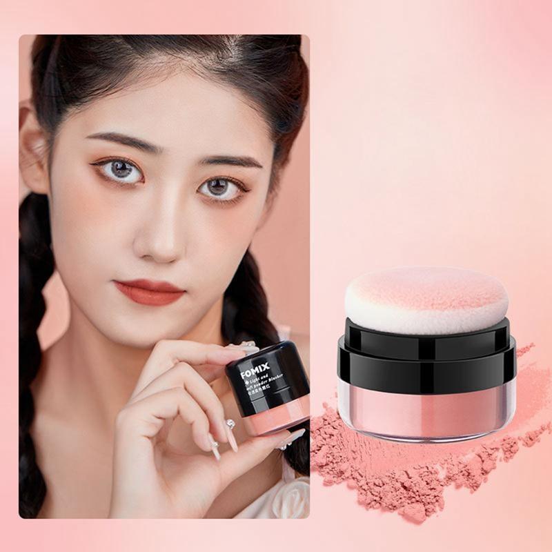 1 ks sypká pudrová tvářenka Air Cushion tvářenka Přírodní tvářenka na tváře Třpytivá tvář Vysoce pigmentovaný make-up na tvářenku, dlouhotrvající a lehký