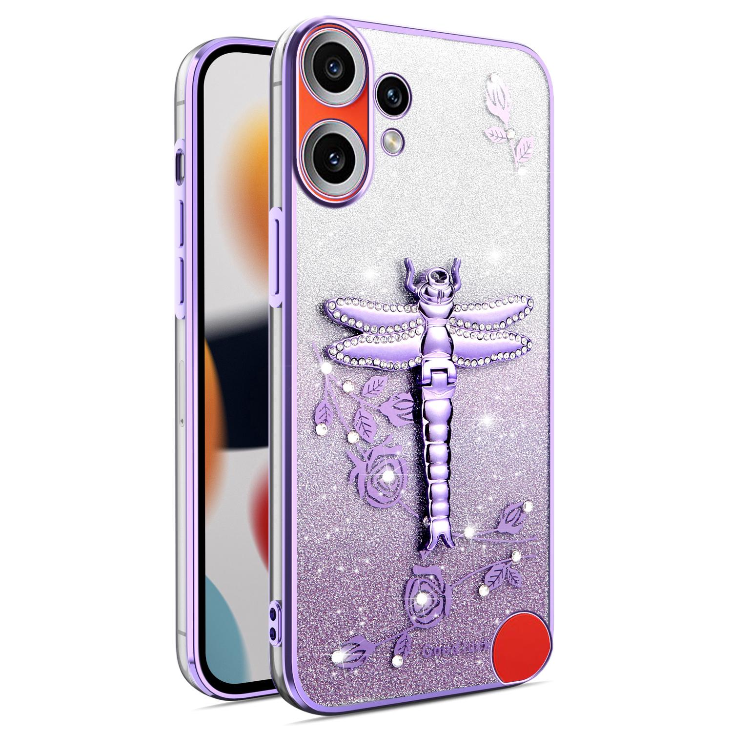 KADEM For Nothing CMF Phone 2 Pro Case Dragonfly Kickstand TPU Flowers Glitter Phone Cover