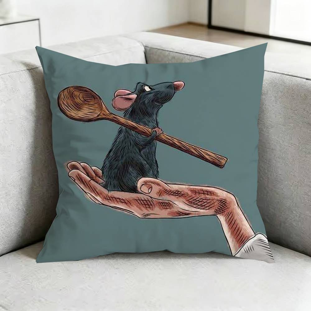 Cartoon Movie RatatouilleE Square DoubleSided printed Pillow Case Bedroom Bedside Pillow Sofa Cushion Cover Gift