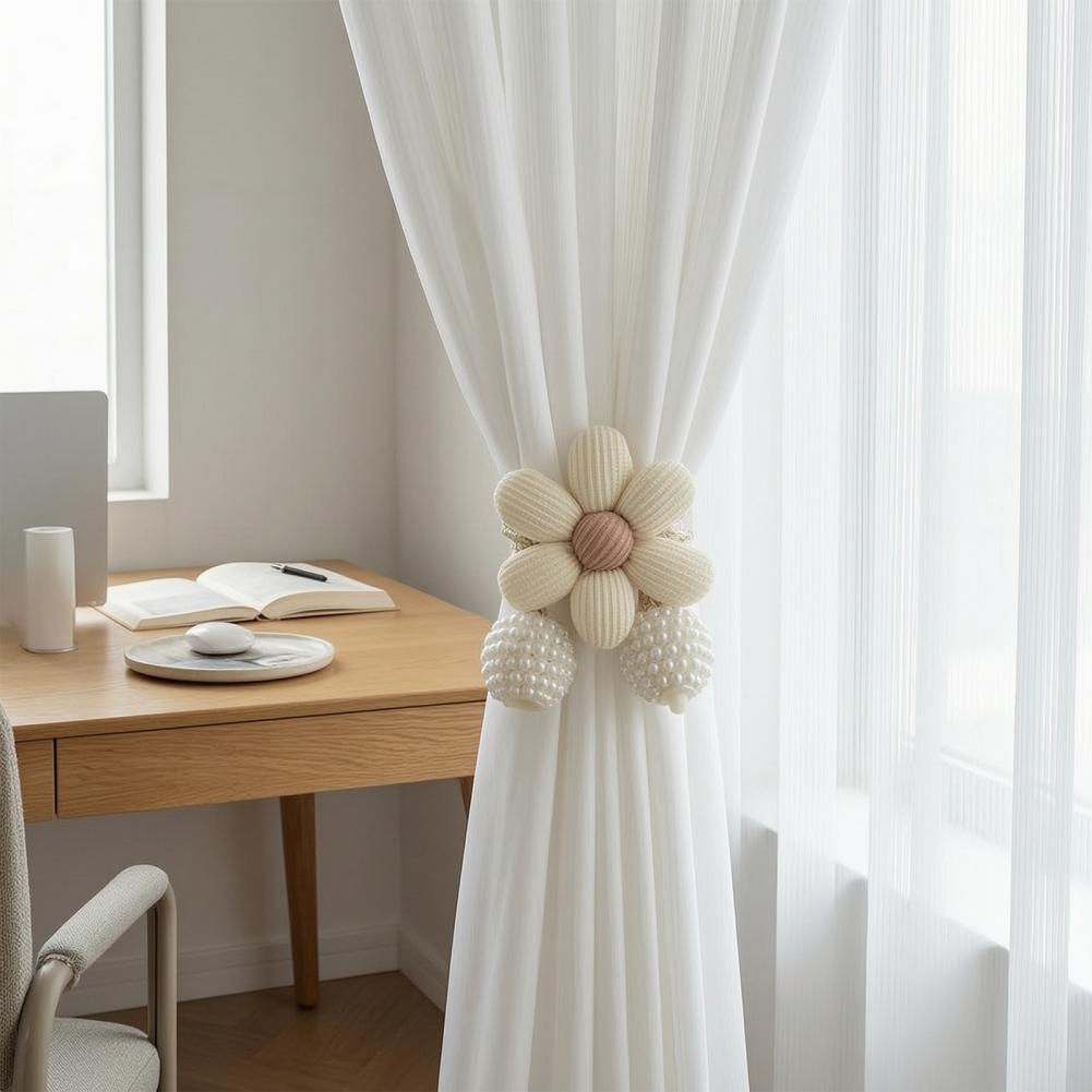Floral Curtain Tiebacks Stylish Curtain Accessories Boho Flower Curtain Tieback Set Stylish Decorative Drapery for Room