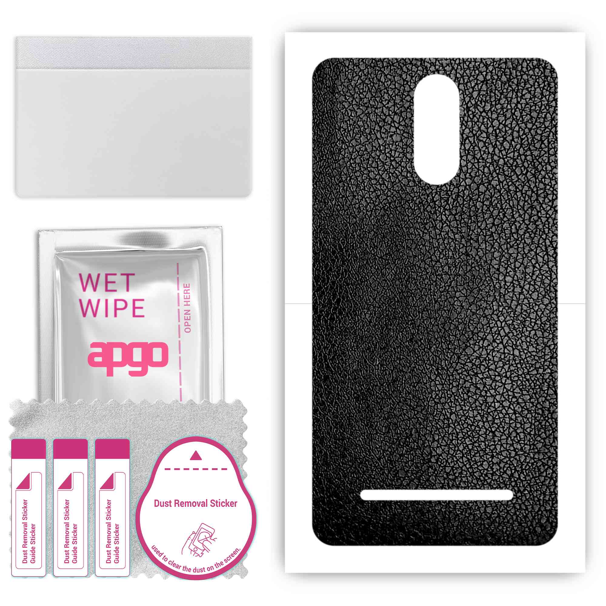 

apgo Protective Skin Sticker for the back compatible with Kruger&Matz Flow 5 Plus, Wrap Film, Foil, Vinyl - Pattern Black Leather
