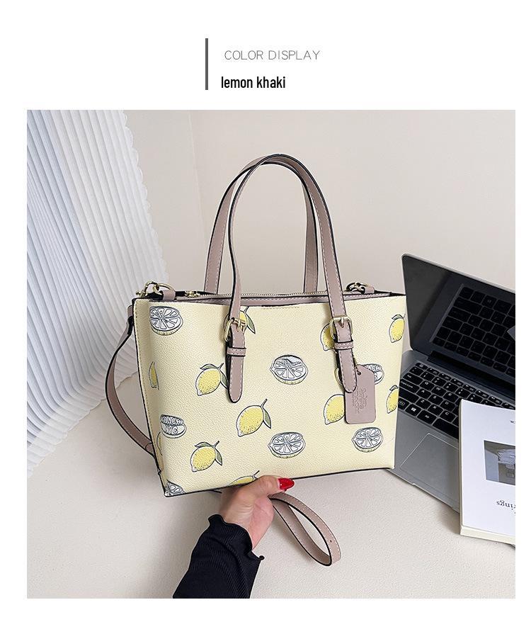 2025 Damen Retro Kirschdruck Tragetasche: Schulter- und Umhängetasche mit großem Fassungsvermögen