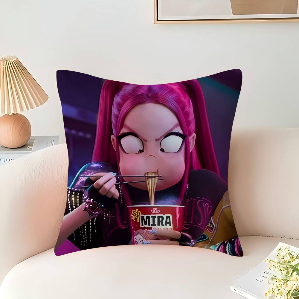 Demon Hunters Mira Throw Pillow Cover 45x45cm Soft Cozy Decorative Pillowcase Covers With Zipper For Couch Sofa Bedroom