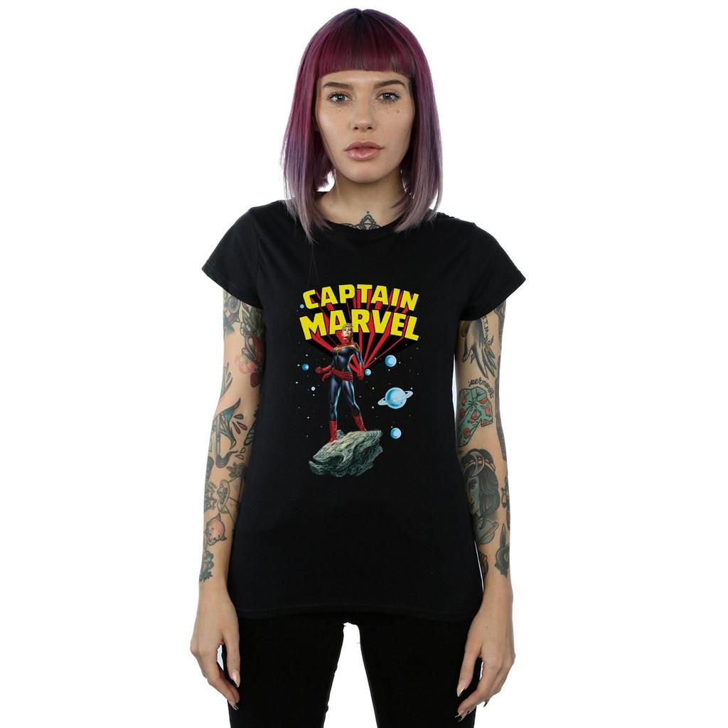 Captain Marvel Womens/Ladies Pose Cotton T-Shirt