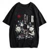 Cat Cartoon Graphic Washed Cotton T‑shirt Unisex Japanese Style Baggy Oversized Short Sleeve Streetwear Casual Tops