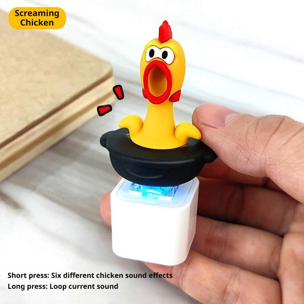 Creative Chicken Fidget Toy Keychain Rechargeable Keychain With Sound & LED Lights Funny Keyboard Clicker Stress Relief Toys