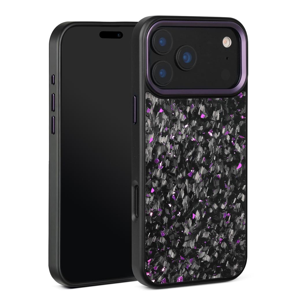 For iPhone 17 Pro Case Forged Texture Aramid Fiber + TPU Phone Cover with Black Lens Frame