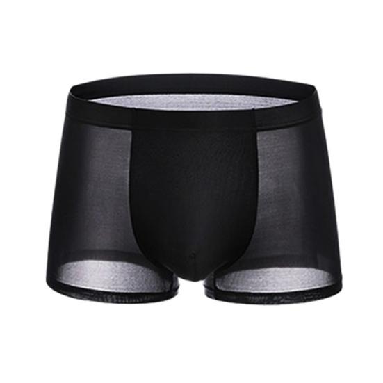 Men Boxer Underwear Mid-rise Elastic Waistband Short Briefs Breathable Smooth Lines Solid Color