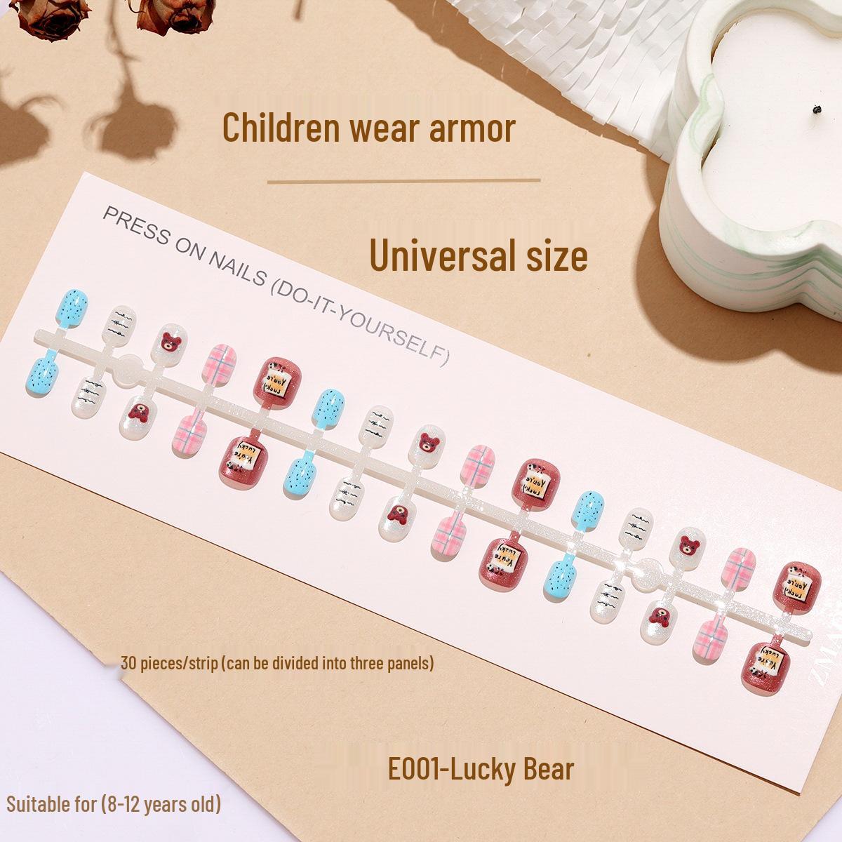 

Lucky Bear Baby & Kids Cute Cartoon Nail Stickers - Short Wearable Nail Pieces