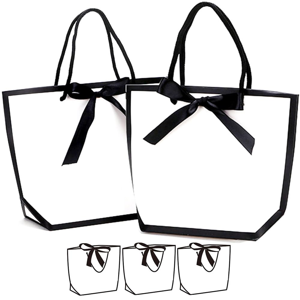 

moin moin Упаковка Черный x Белый Бумажный Пакет Сумка для переноски Набор из 5 Ширина x Высота 13 x Глубина 7 см Лента Шикарный Подарок Подарок Мини Черный и Белый