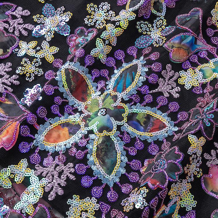 Spring Luxury Knitted Women Mini Skirt Elastic High Waist Sequined Embroidery Lace A-Line Skirts C-229