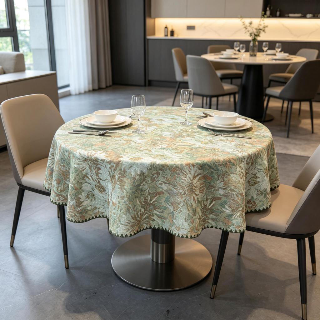Wiederverwendbare waschbare kleine runde Tischdecke aus reiner Baumwolle für Küche und Essbereich
