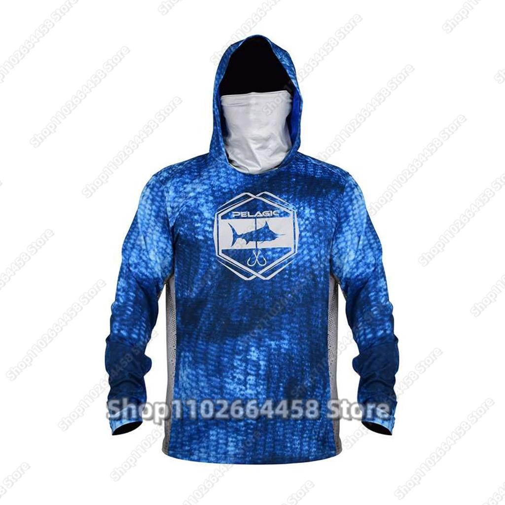 PELAGIC camouflage fishing suit for men and women long-sleeved mask hoodie sun protection breathable fishing suit can be