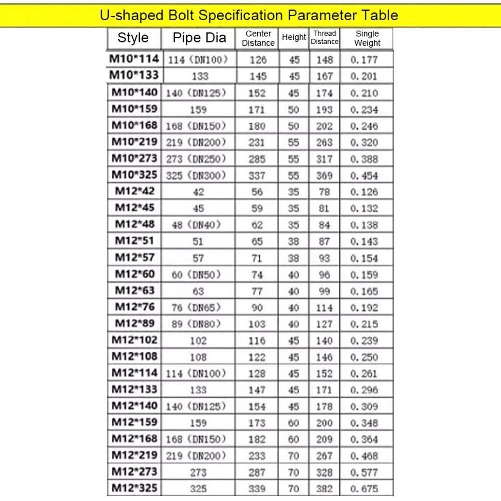 1Set 304 Stainless Steel Pipe U-clamp Screws Right Angle U-bolt Durable Round Bolt  for Round Tube
