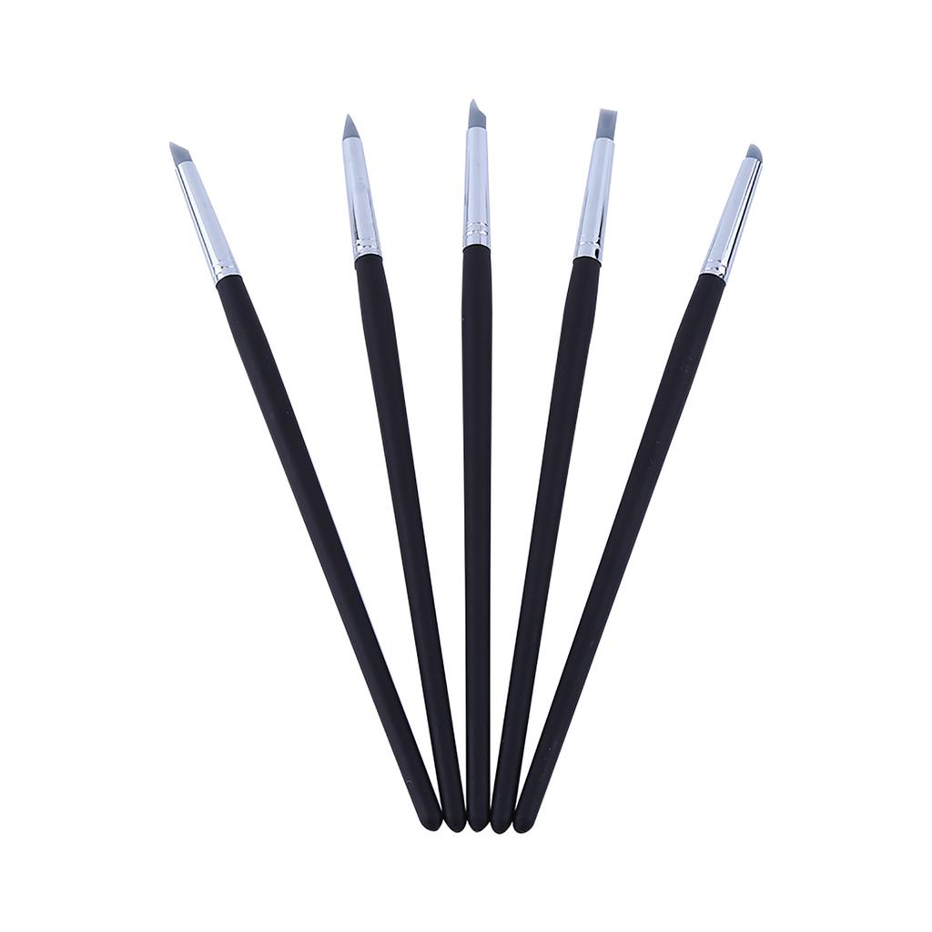 5pcs Flexible Silicone Wax Clay Sculpting Carving Pottery Making Tool Pen With Wood Handles