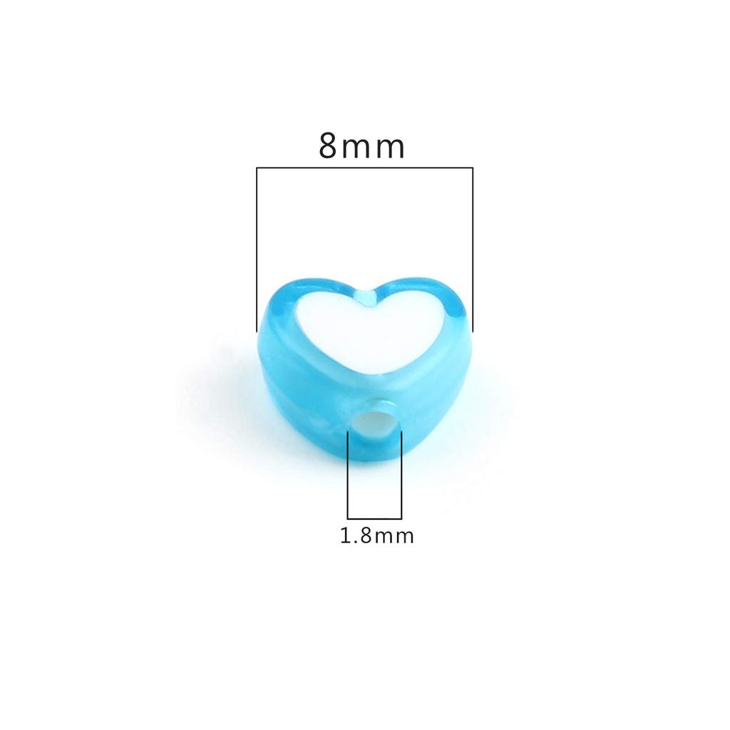 300 Pieces Heart Shape Acrylic Beads Blue 8mm Crafts Handicraft Supplies Jewelry Accessories Parts Huey Handicraft Materials Huey H2098s28 Hole 1.8mm
