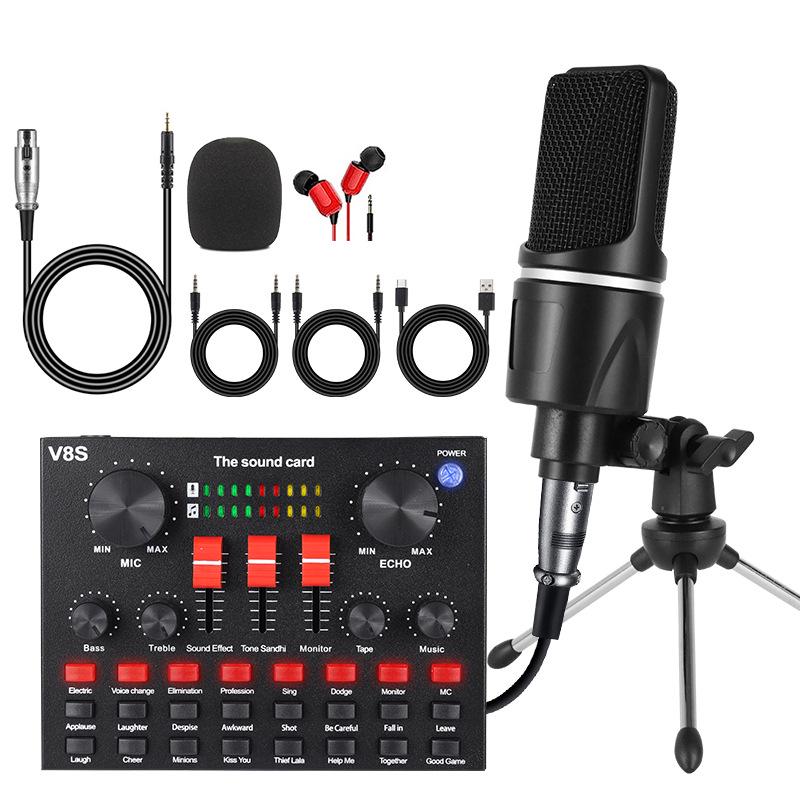 X1 English Sound Card Kit: Desktop Tripod, Mobile/PC Compatible for Live Broadcast, Singing, and Recording