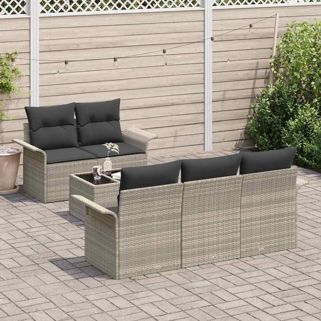 Garden Sofa Set 6 pcs Light Grey and Dark Grey 55 x 55 x 37 cm