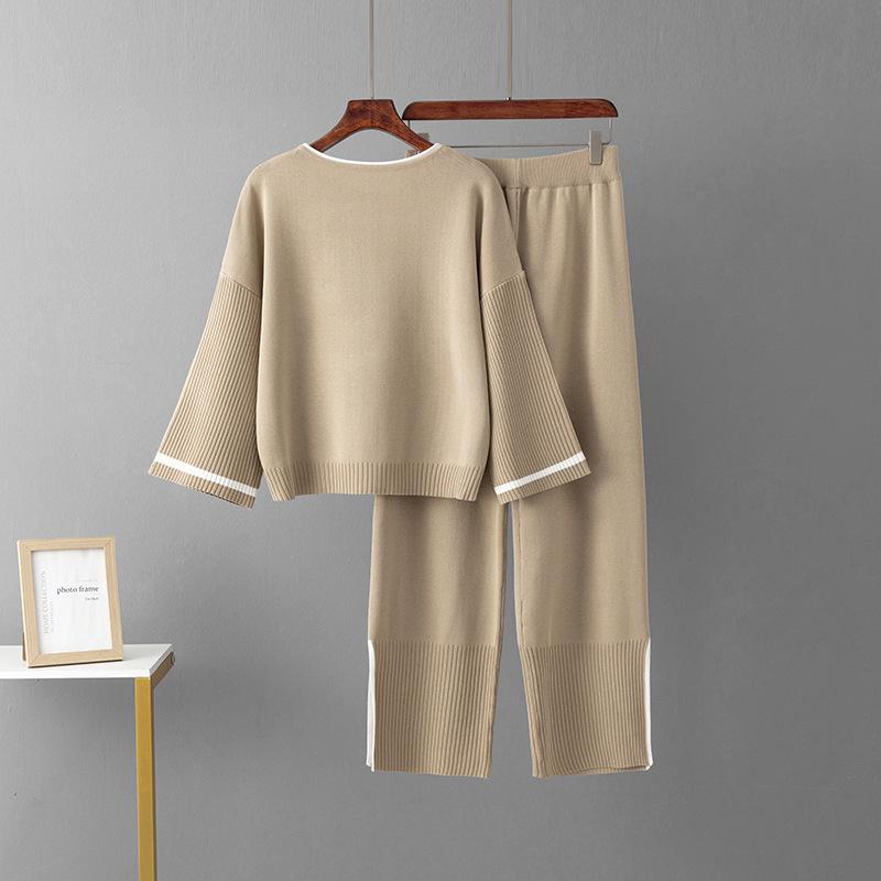 Women's European Style Casual Two-Piece Set - Spring/Autumn 2024 Fashion, Age-Reducing, Solid Color