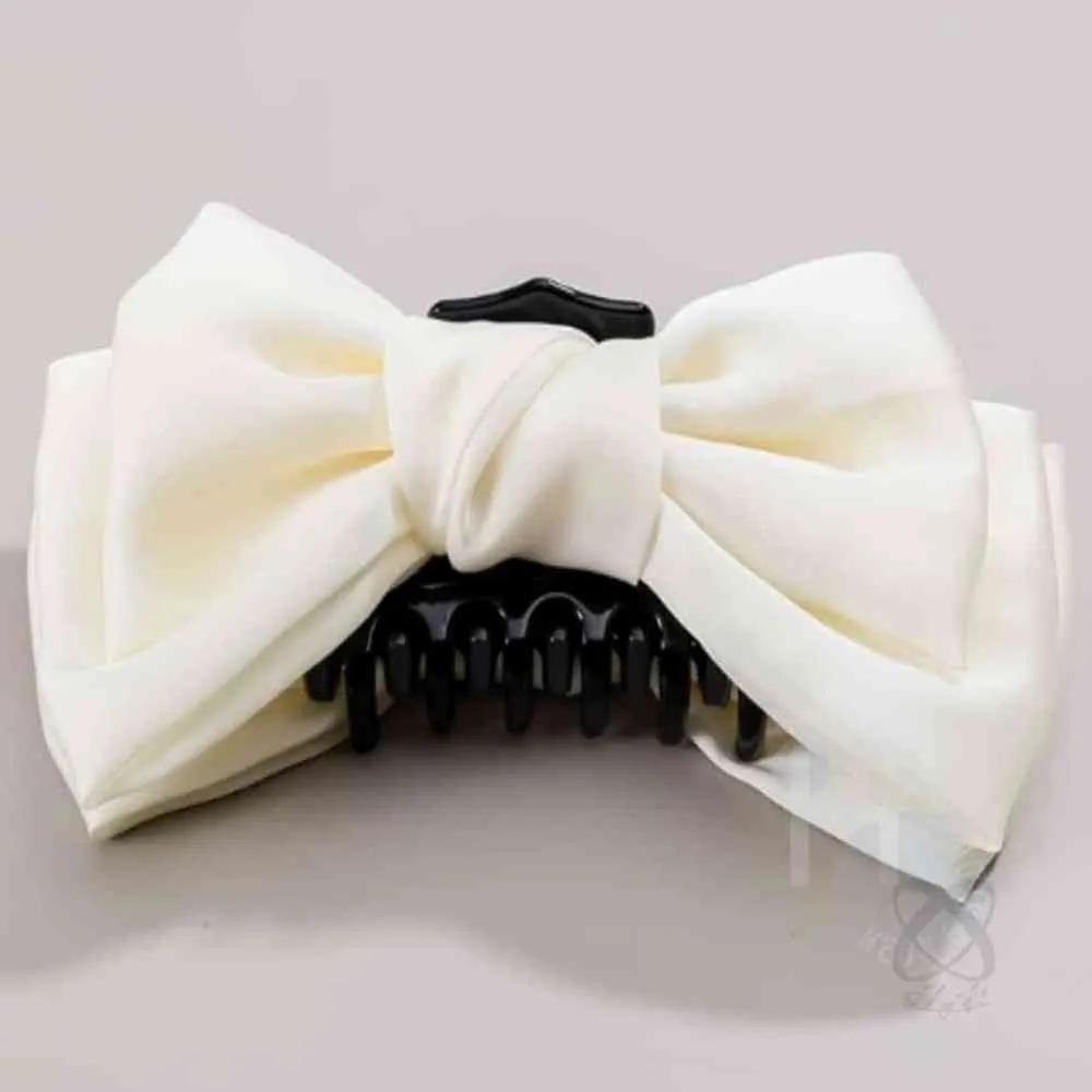 Silk oversized ribbon claw clip, ivory pretty hair clip, oversized ribbon hair clip, large hair clip