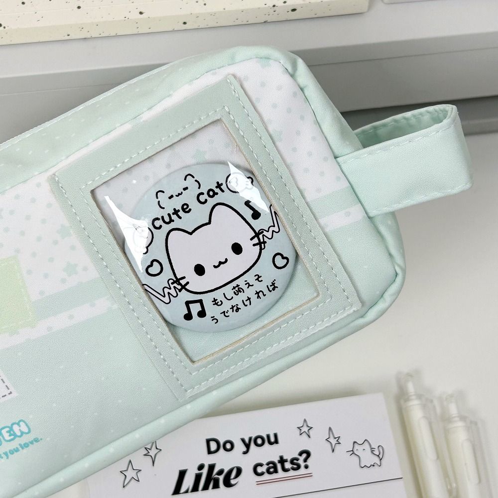 Handheld Pen Bag Star Kitten Print Stationery Bag Kawaii Stationery Pouch  School Supplies