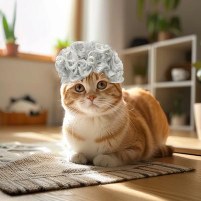 Dog Cosplay Wig Funny Cat Wig with Adjustable Elastic Band Big Wavy Short Curls Pet Afro Hair for Halloween Christmas Parties Dress-up