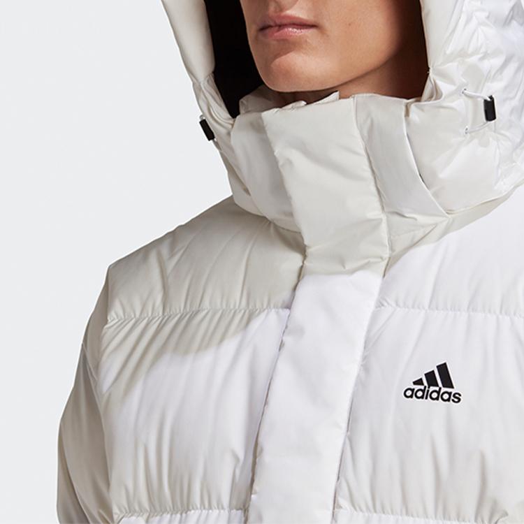 Adidas Puffy Long Coat With Hood Men Outerwear White GF0073