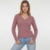 Hot Selling Long-sleeved Women's Fit-fitting Breathable Pit Strip Brushed Knit Top