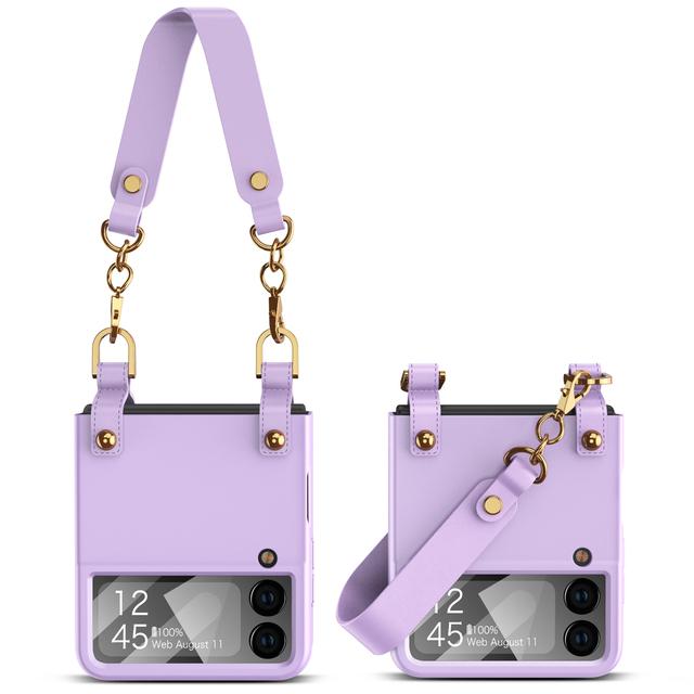 Ultradünne Matte Handtaschenhülle mit Handschlaufe für Samsung Galaxy Z Flip 3 Hülle Stoßfeste Abdeckung mit kleiner Glasfolie für Flip3