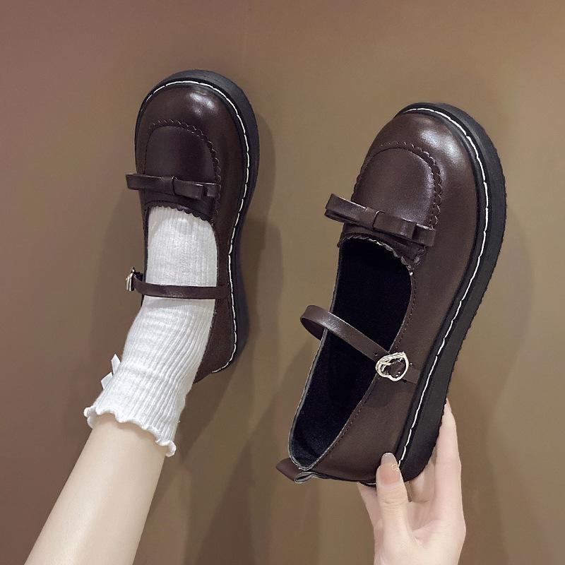 Cute Bow Mary Jane Small Leather Shoes Female Korean Version Versatile Soft Girl Lolita Borrowing Shoes Summer