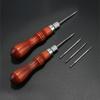 Hand Sewing Awl Set Pin Punching Wood Handle for Leatherworking Enthusiasts