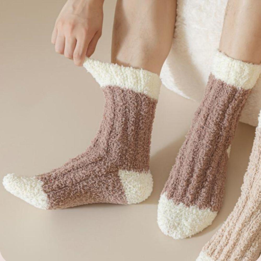 3Pairs Winter Coral Fleece Socks Sleeping Mid Tube Socks Women Kawaii Floor Plush Socks  Winter