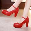 8/10cm Round Headed Waterproof Platform Small Size Shallow Thick Bottom Wedding Shoes Bride Platform Pumps  Block High Heels Shoes for Model Mom