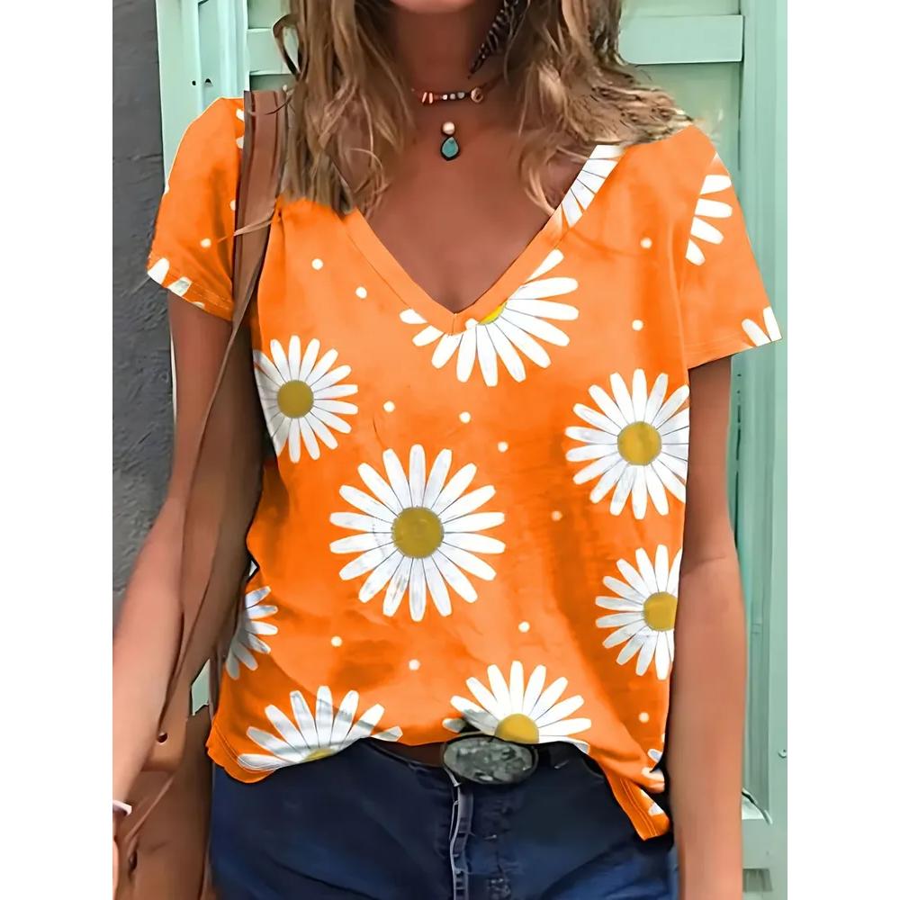 Fashion Versatile Women's V-Neck Top Casual Comfortable Short Sleeve T-Shirt Daily T-Shirts Women’s