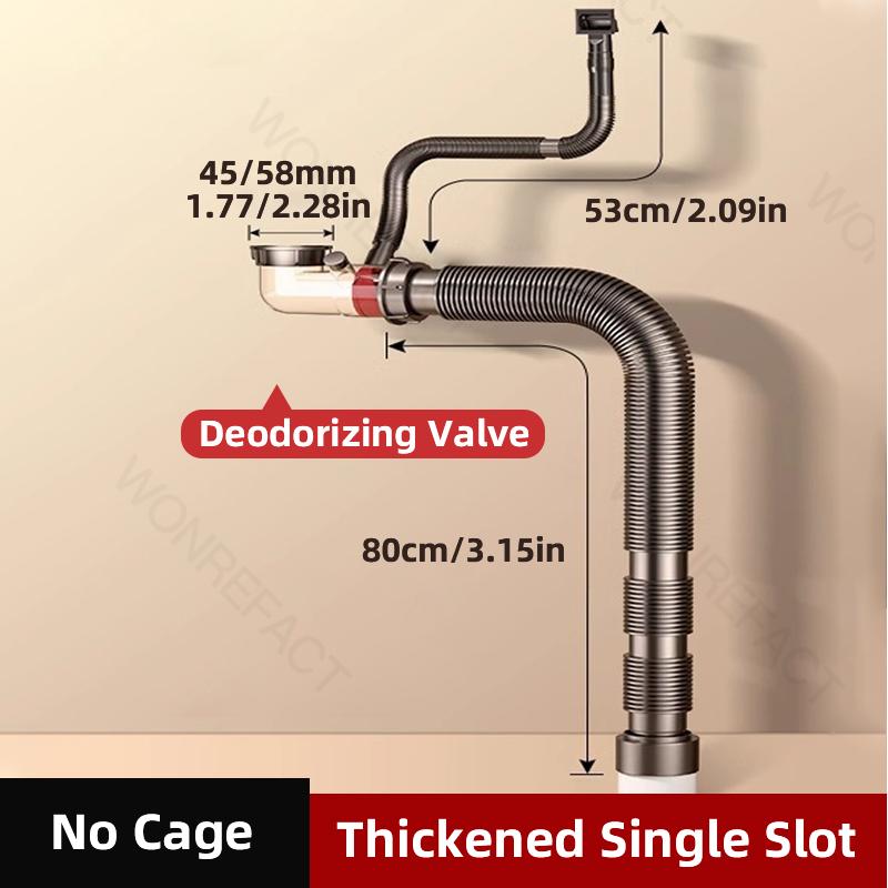 Double Sink Sewer Basin Sewer Pipe Fittings Double Dishwashing Sink Sink Drainage Pipe Set Kitchen Drain Pipe Anti Odor