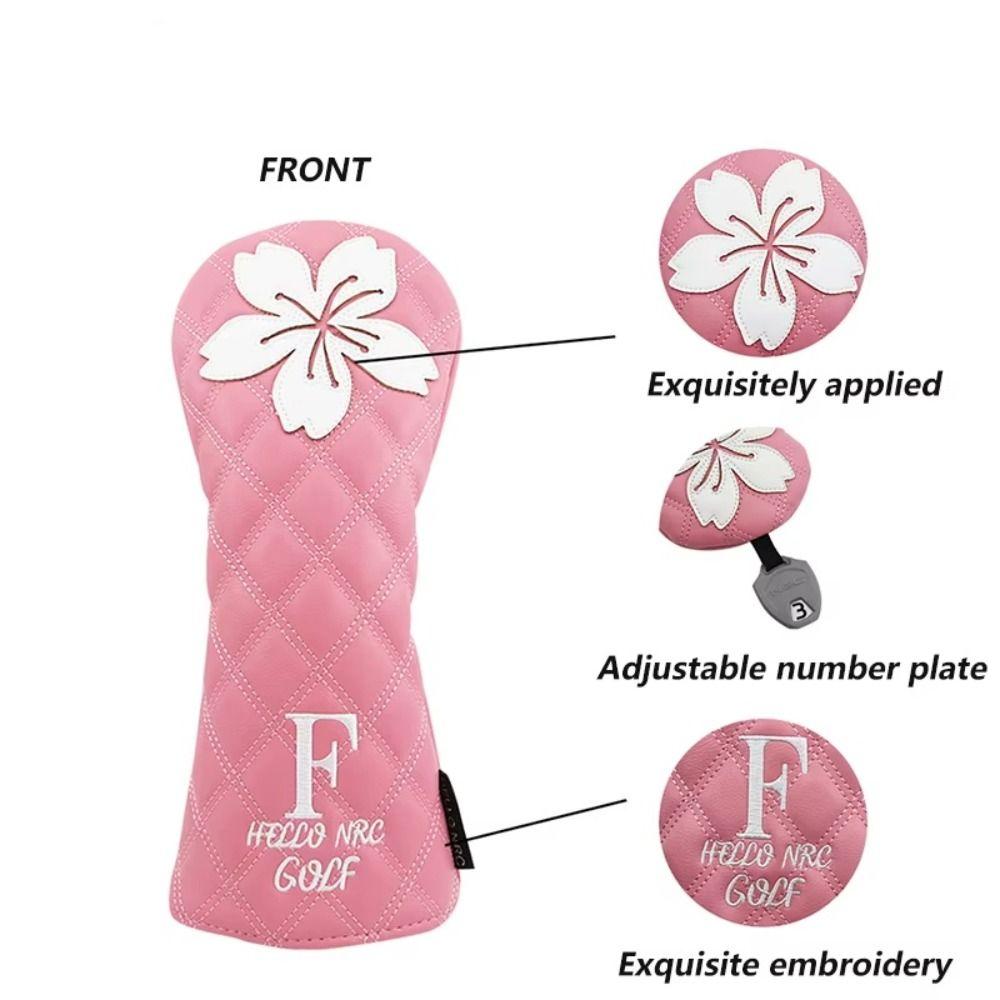 PU Leather Golf Club Protector Sakura Pattern Wood Headcover Golf Head Cover  Golf Supplies