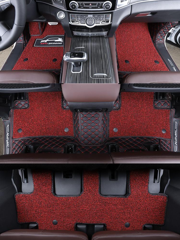 For GWM Haval H9 2017-2022 2021 Car Floor Mats Double Layer PU Leather Foot Pad Interior Floorliner Auto Accessories For LHD