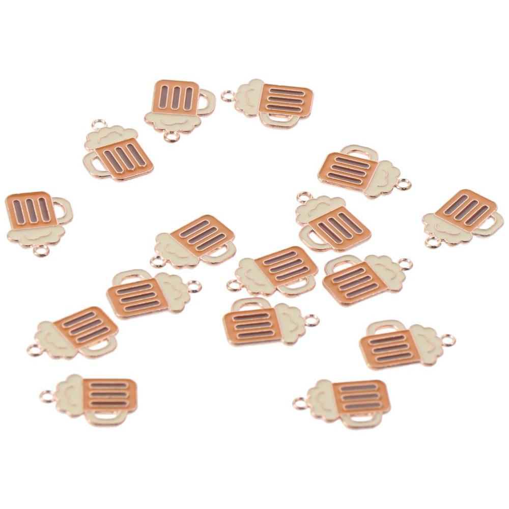 

30pcs Small Enamel Cup of Beer Dangle Charms Gold Plated Keychain Dangle Decoration for Earring