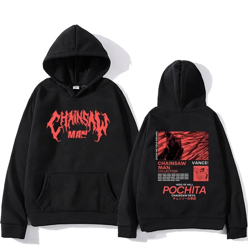 Men's Popular Chainsaw Hooded Sweatshirt Printed Hoodie Long Sleeved Top Cartoon Print Gothic Streetwear