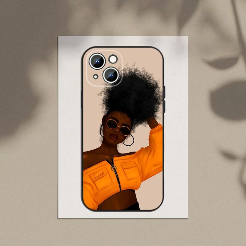 Afro Girls Art  Phone Case Phone Case For Apple iPhone 15,14,13,12,11,XS,XR,X,8,7,Pro,Max,Plus,mini Silicone Black Cover