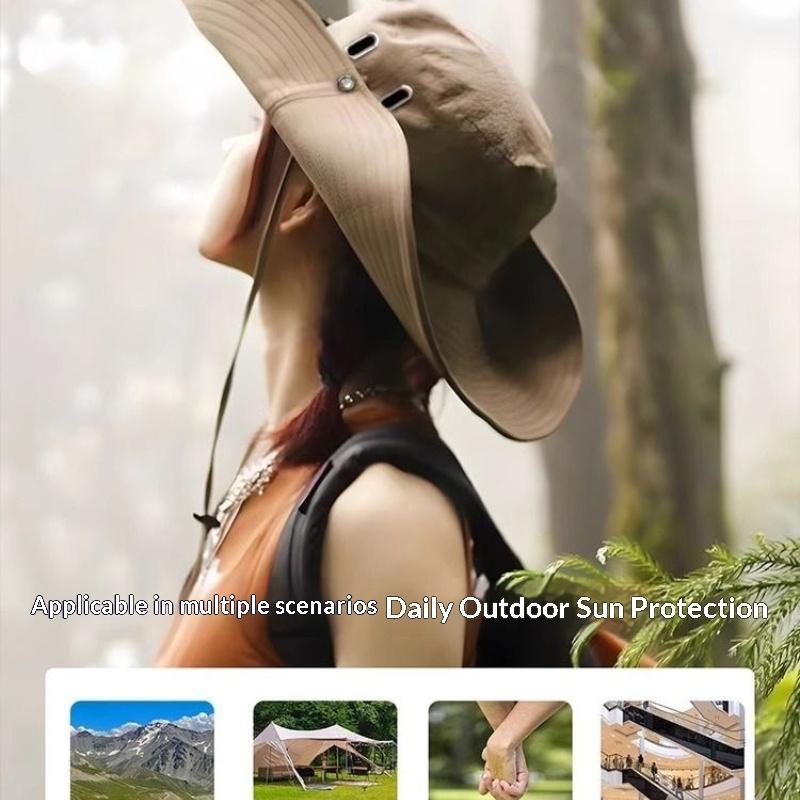 1pc 1pc Summer Men Bucket Hat Outdoor UV Protection Wide Brim Hunting Hiking Fisherman Hat Beach Multi-functional Sunscreen Cap