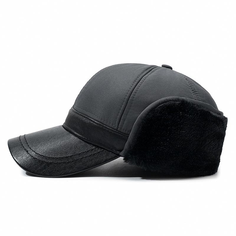Winter Plush Ear Protection Cotton Baseball Hat for Mid to Elderly Men - Keeps Warm and Windproof, Lei Feng Style