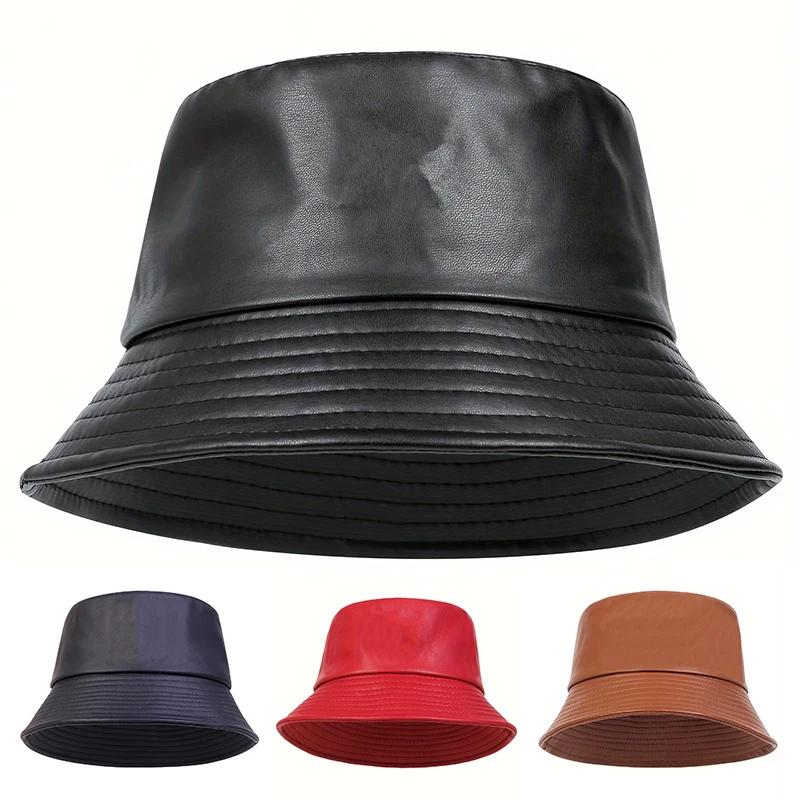 Wintermode Fischerhut Kunstleder Winddicht Warm Fischerhüte Herren Damen Wild Trendkappe Panama Fischerkappen Gorras