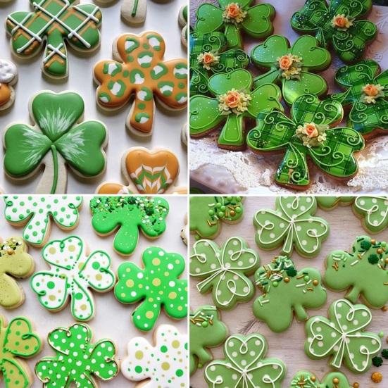 3 Stück/Set St. Patrick Day Kuchenform Edelstahl 430 Antihaft Klee-Thema Fondant-Ausstecher Bastelton Modellierwerkzeug Ausstechformen