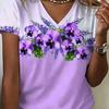 Summer Women's 3D Printed V-Neck T-Shirt Fashion Versatile Breathable Trend Casual