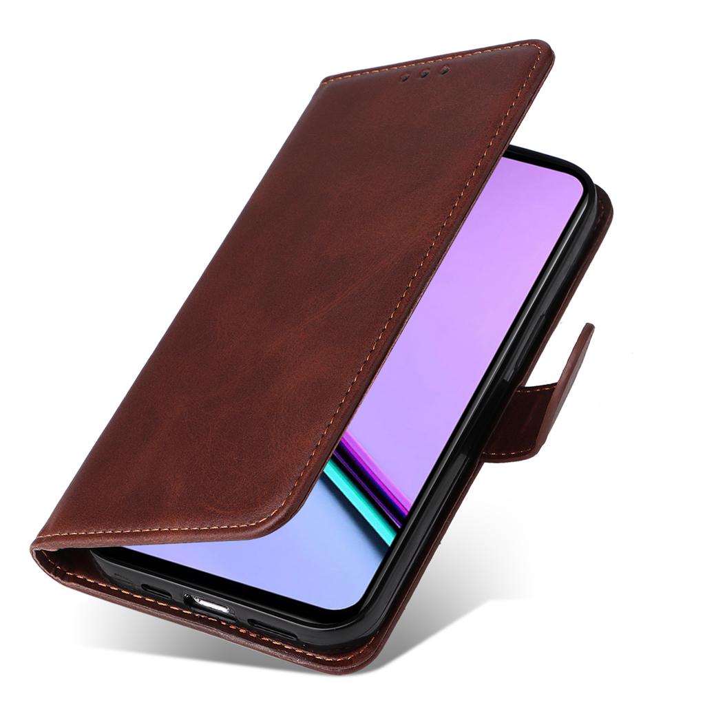 For Realme C67 4G Case Calf Texture PU Leather Magnetic Clasp Cover with Wallet