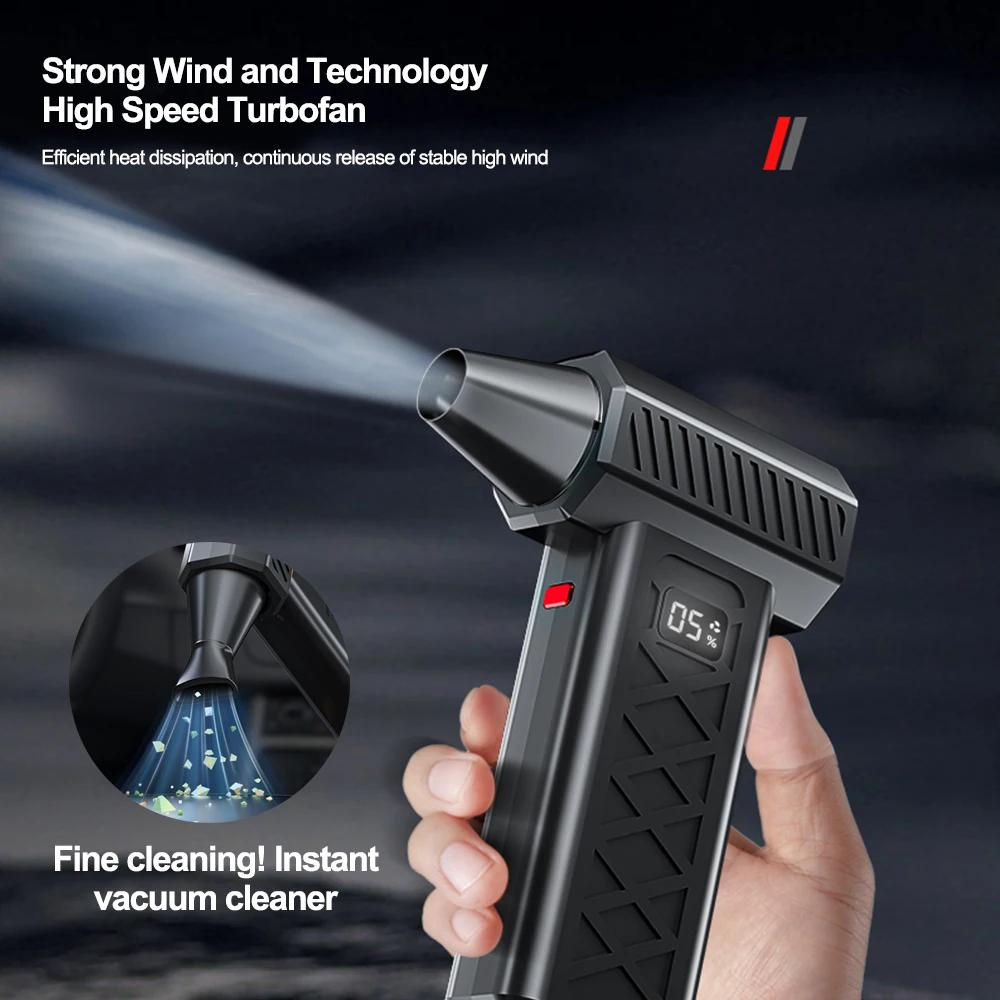 130000 Mini Turbo Jet Fan Electric Air Duster Adjustable wind speed Turbo Violent Blower Rechargeable with Light Car Cleaning
