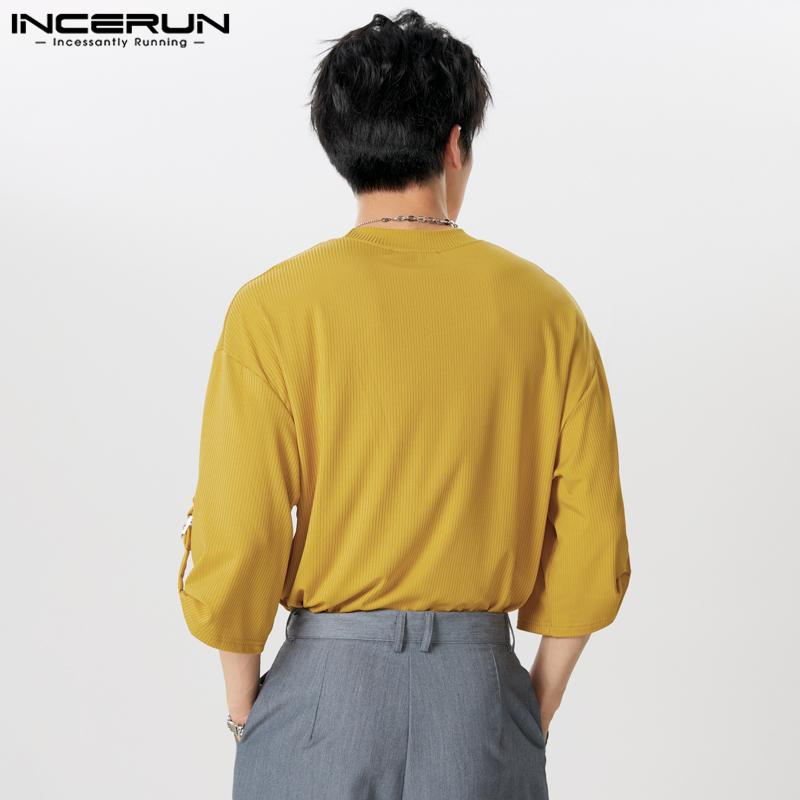 INCERUN Pánská nadměrná ležérní trička s 3/4 rukávem a volného střihu