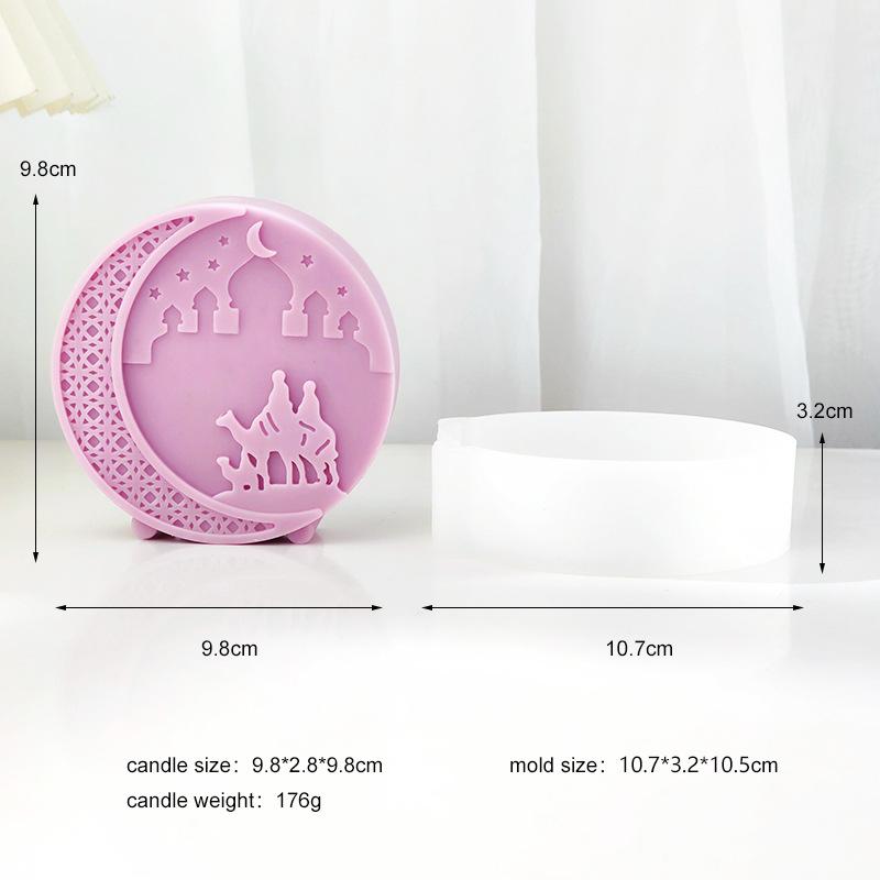 DIY Mosque Style Round Moon Aromatherapy Candle Mold for Eid al Fitr Luna Candle Soap Making Tool Home Decoration Ornament